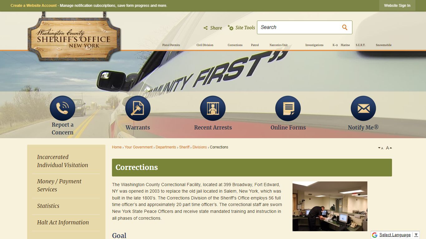Corrections | Washington County, NY - Official Website